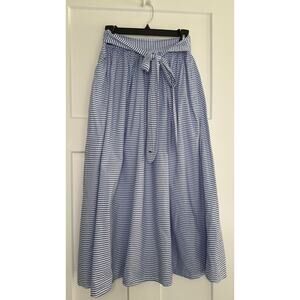 Vineyard Vines For Target Blue‎ White Striped Midi Belted Skirt XS
